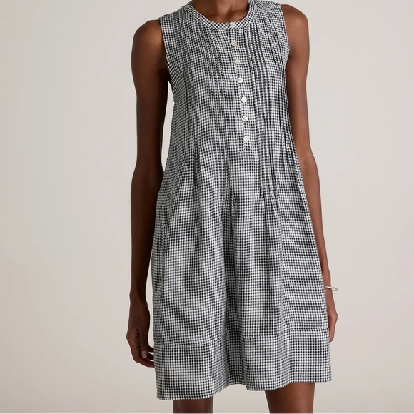 Quince Dresses & Skirts - Quince 100% LINEN Gingham Sleeveless Button Front Dress L